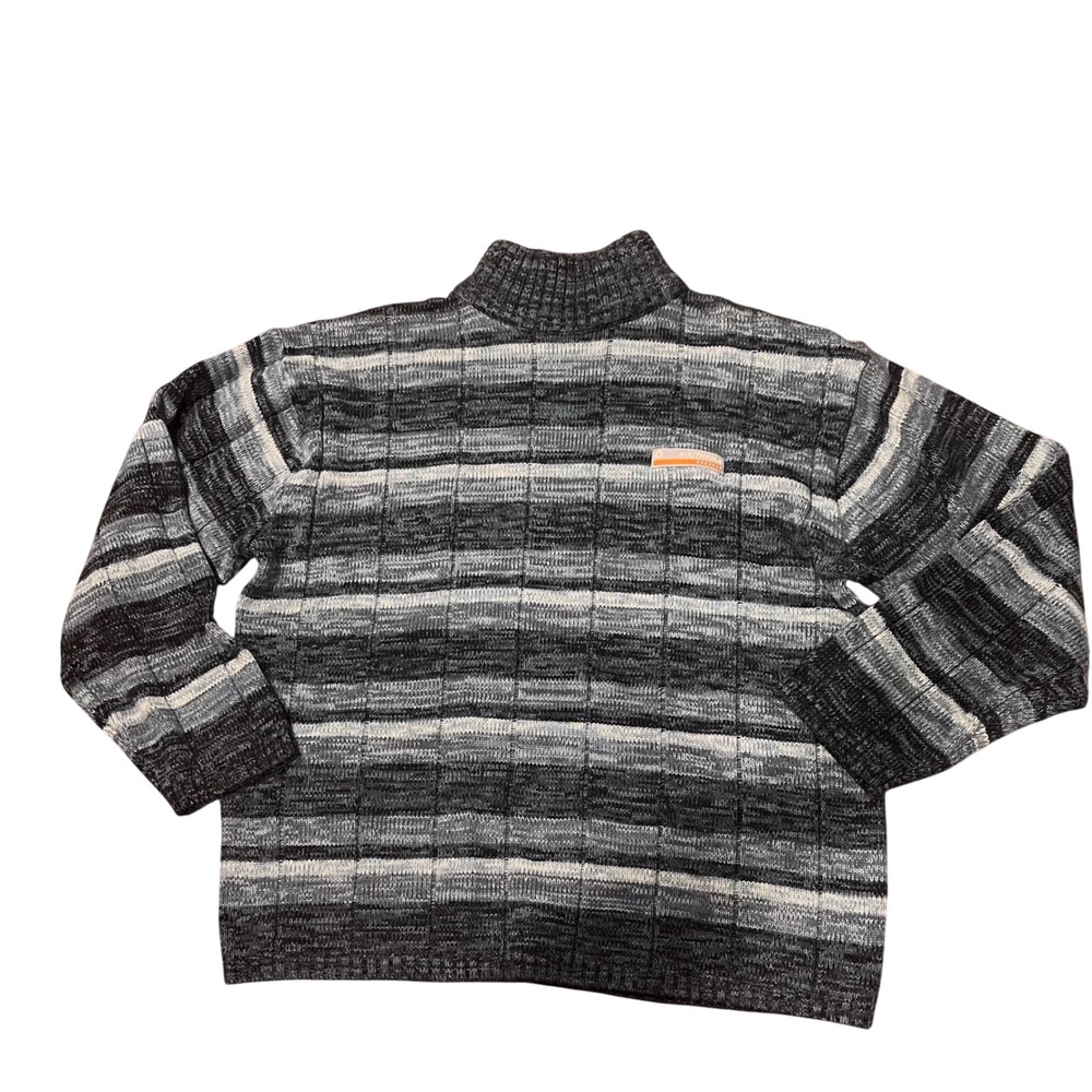 Southpole Mens XXL Blue‎ Grey Stripe Mock Neck Knit Sweater Vtg Y2K Streetwear